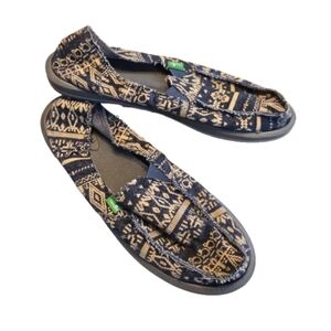 Sanuk Printed Canvas Slip On Shoes
